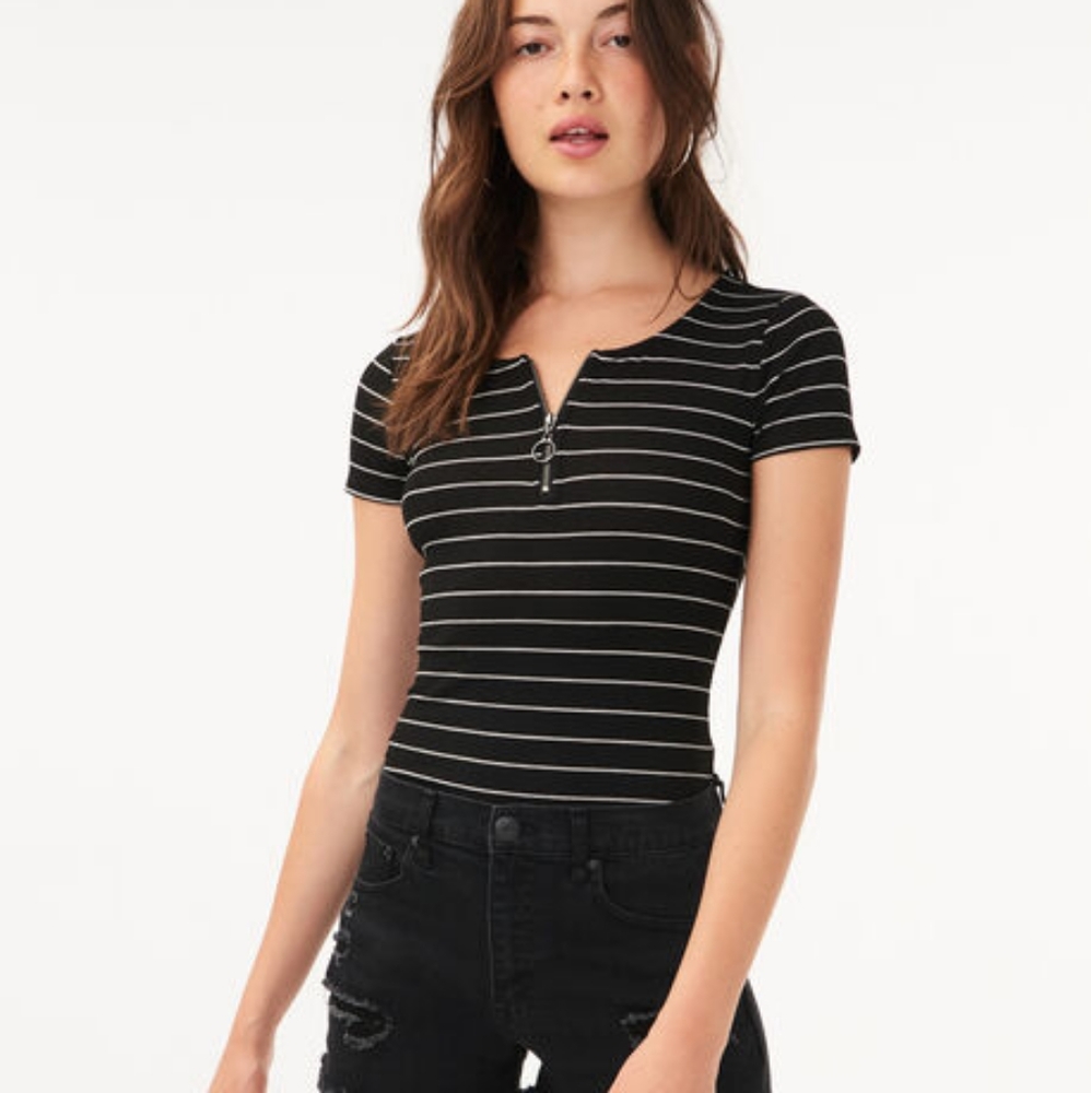 NWT - Aeropostale Seriously Soft Striped Zip-Up Tee